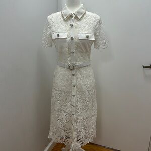 White Lace Embellished Dress